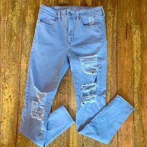 AE Gray Super Stretch Skinny Jeans